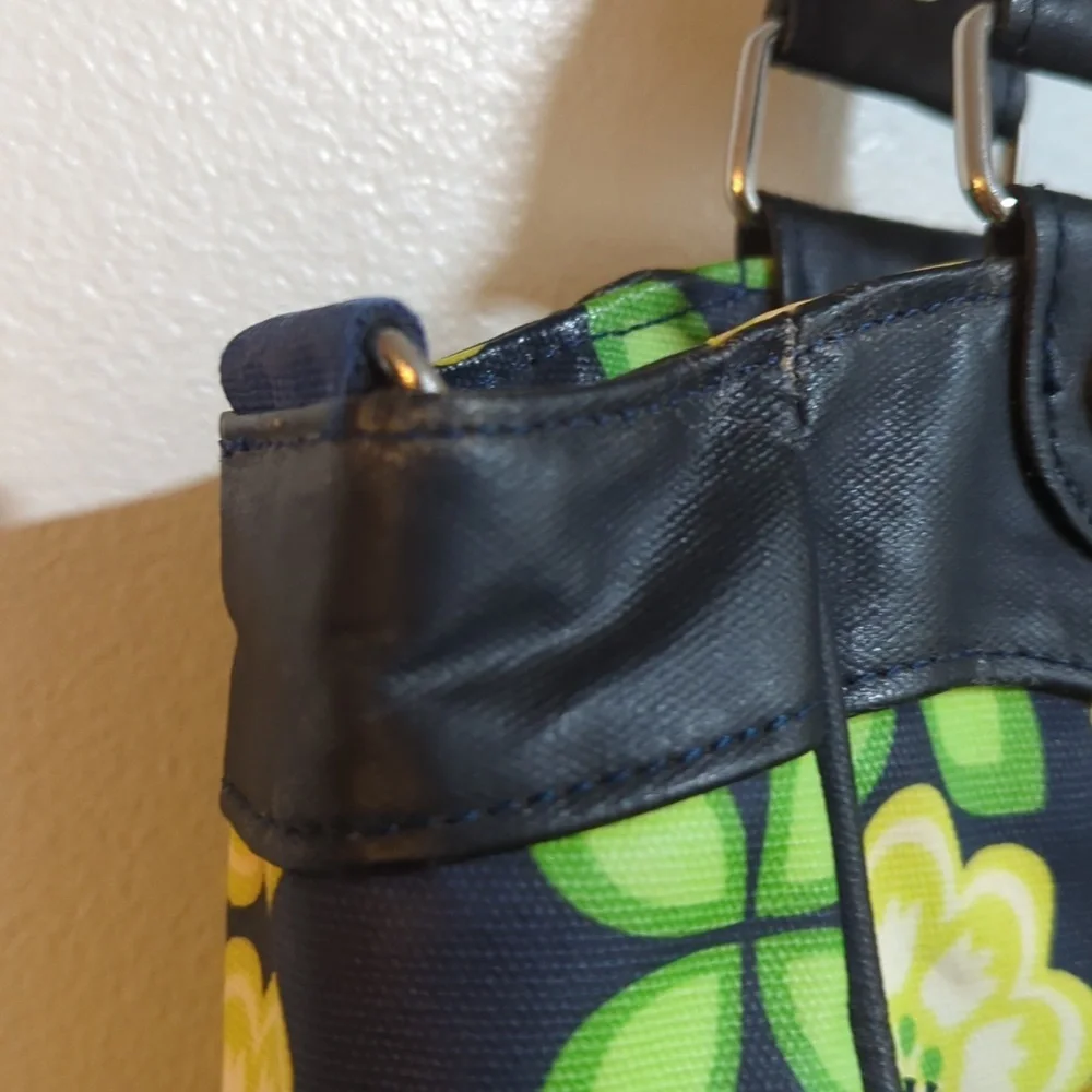 Petunia Pickle Bottom Navy Blue Green Yellow Floral Diaper Bag